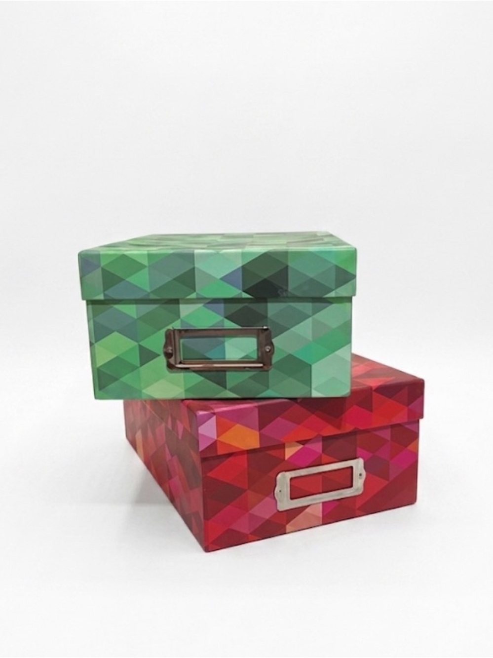 Geometric Storage Boxes - Green & Red